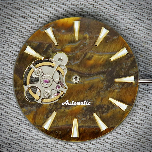 Dial Maker -  Yellow Tiger's Eye Stone Dial for NH38 Movement