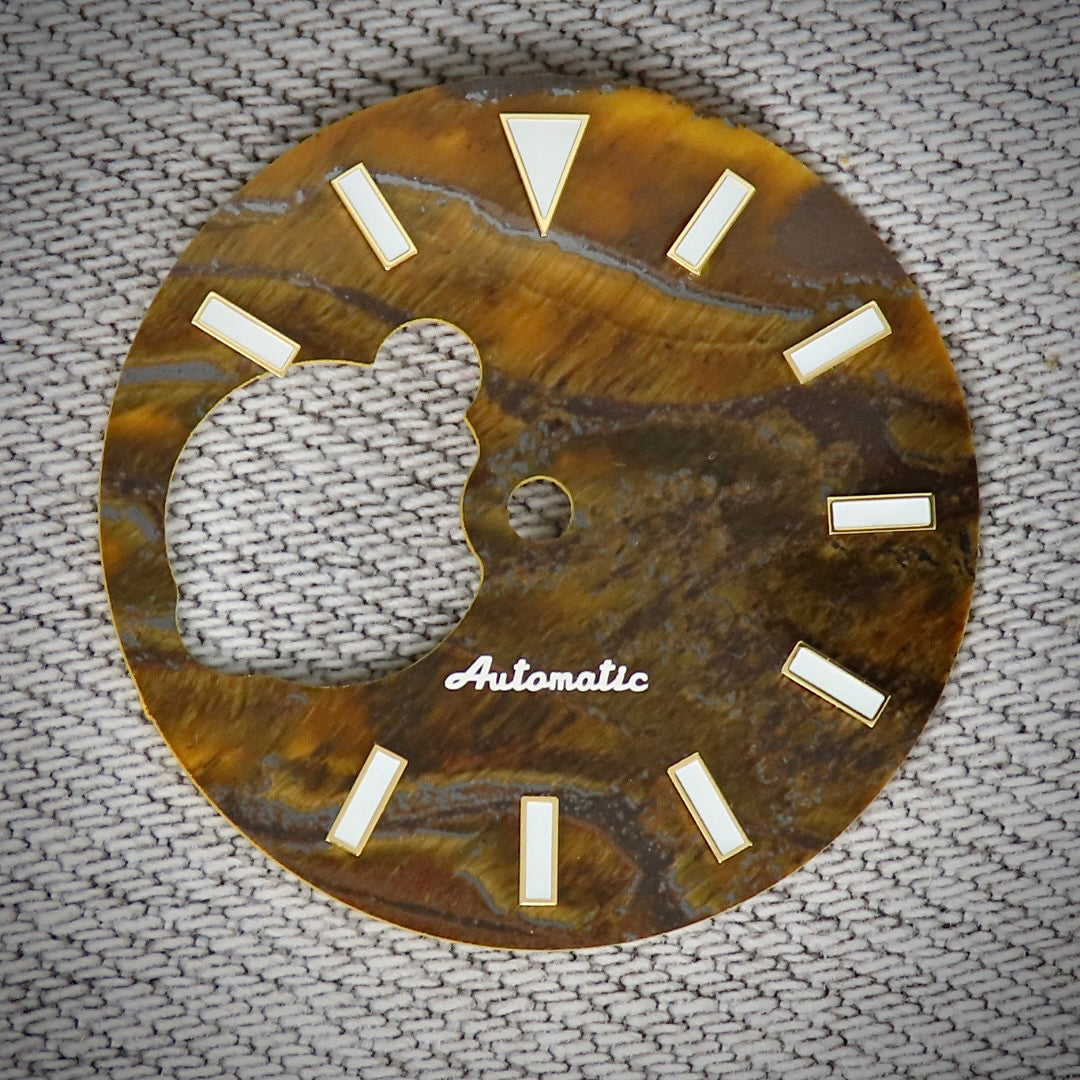Dial Maker -  Yellow Tiger's Eye Stone Dial for NH38 Movement