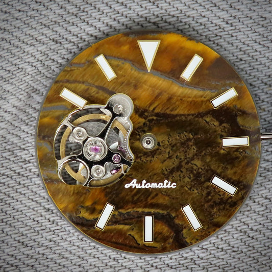 Dial Maker -  Yellow Tiger's Eye Stone Dial for NH38 Movement