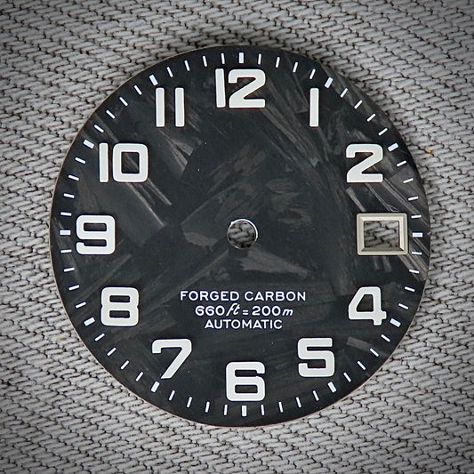 Dial Maker -  Black Forged Carbon Dial with Metallic Veining BGW9 Lume