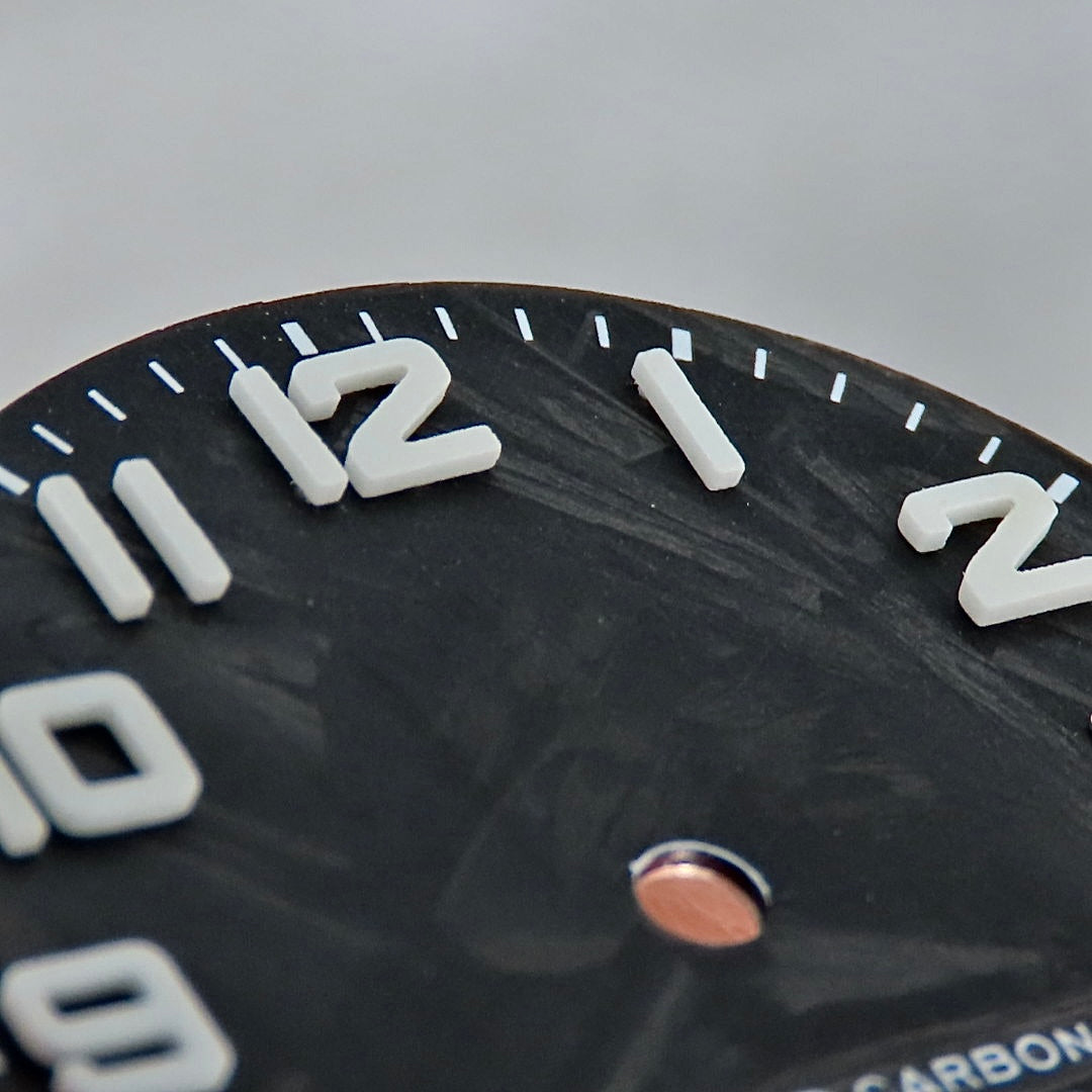 Dial Maker -  Black Forged Carbon Dial with Metallic Veining BGW9 Lume