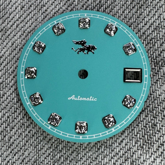 Dial maker -  Tiffany Blue dial with white Gemstone
