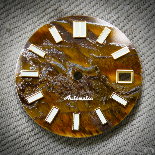 Dial Maker -  Yellow Tiger's Eye Stone Dial for NH Movement