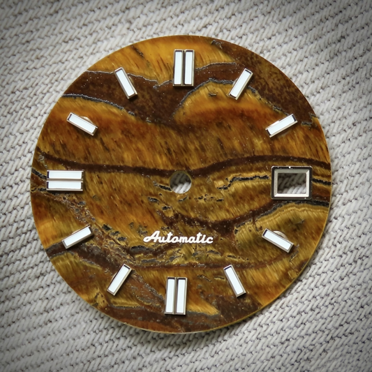 Dial Maker -  Yellow Tiger's Eye Stone Dial for NH Movement