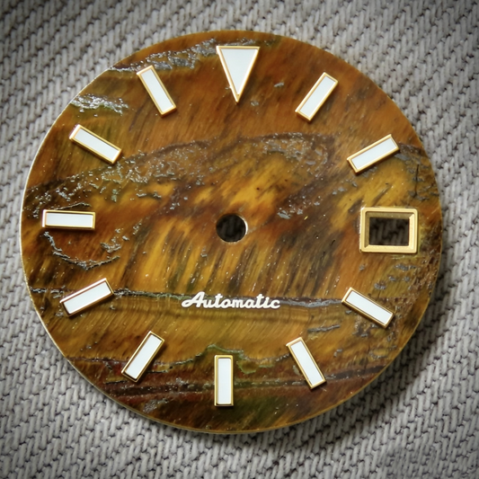 Dial Maker -  Yellow Tiger's Eye Stone Dial for NH Movement