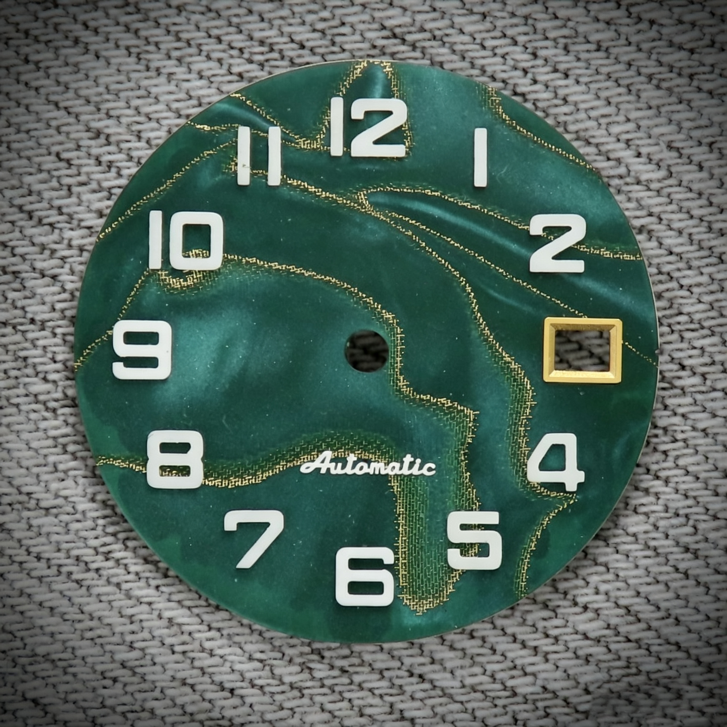 Dial Maker -  Green Pearlescent Resin Dial with Metallic Veining BGW9 Lume