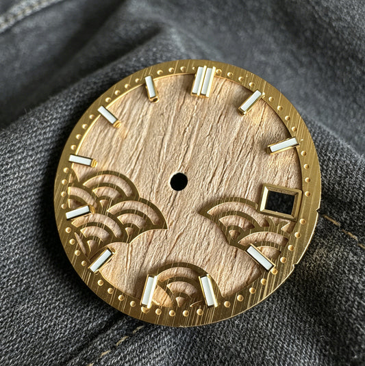 Dial Maker - Natural Wooden / Seigaiha Wave Dial  for NH35  Movement Custom Mod