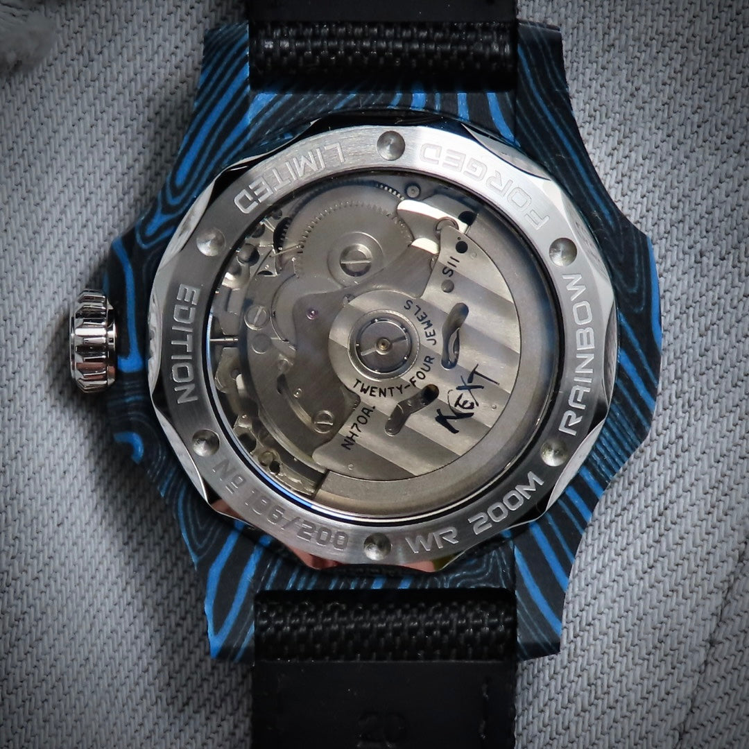 Dial Maker - DM05 Damascus Carbon Watch Blue/Black  -Skeleton movement