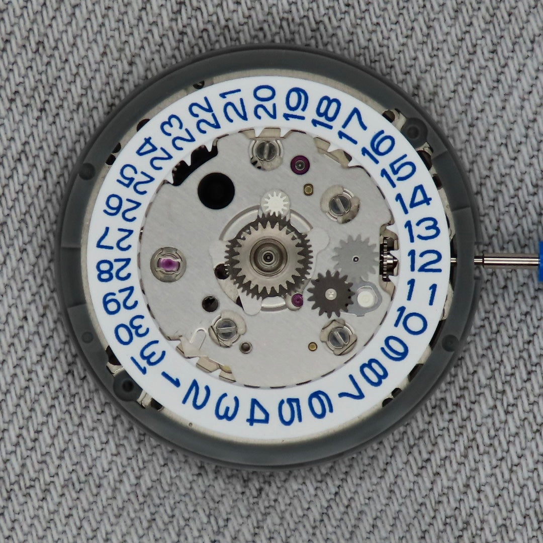 Malaysia Made- Seiko (TMI) NH34  Automatic Movement (White/Blue Date wheel)