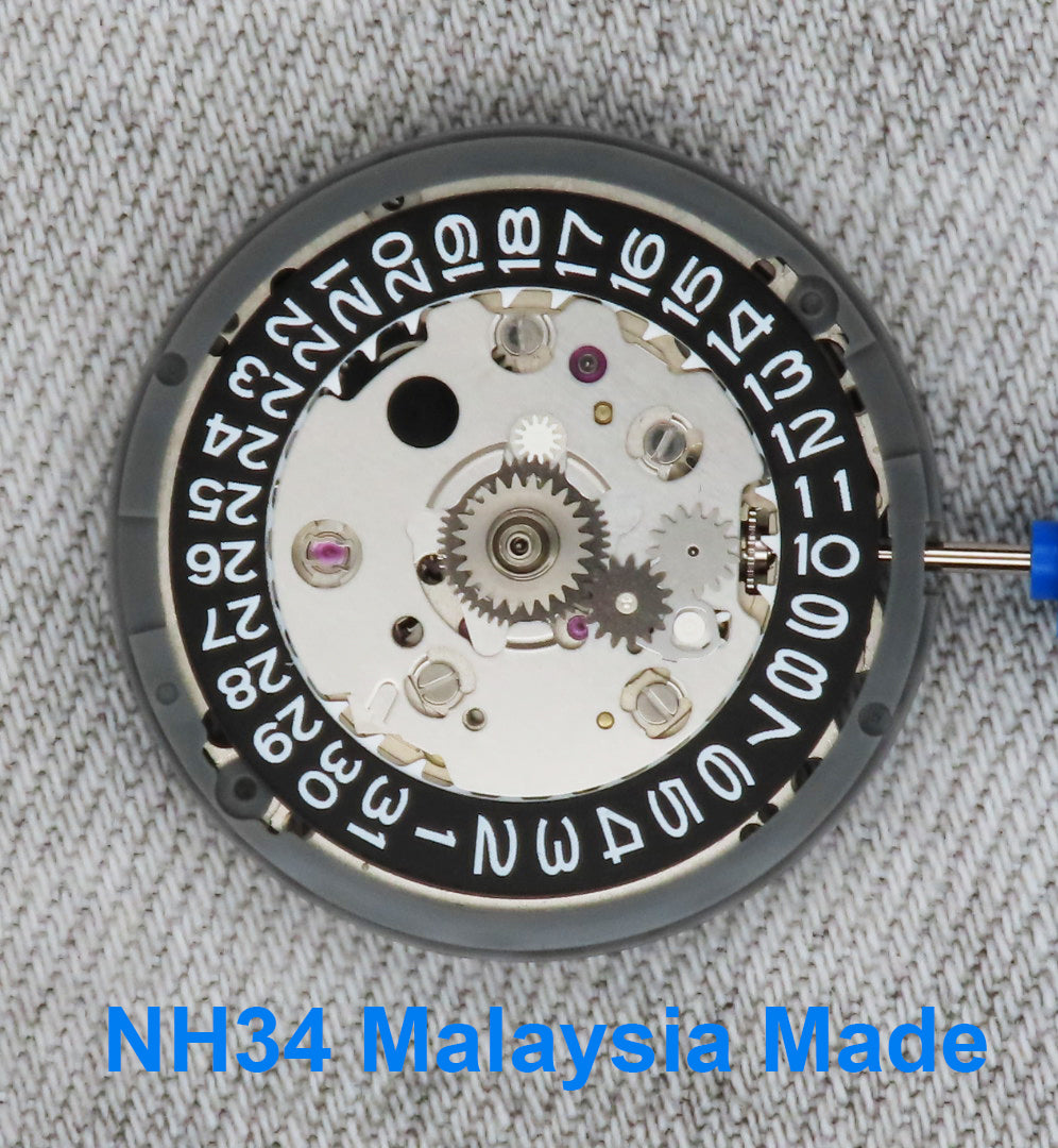 Malaysia Made- Seiko (TMI) NH34  Automatic Movement (Black Date wheel)
