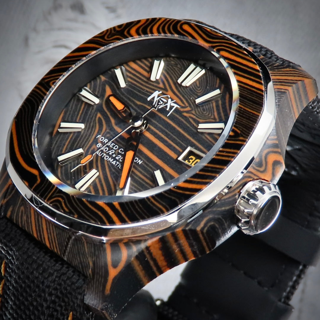 Dial Maker - DM05 Damascus Carbon Watch Orange /Black-Japan Made Movement NH35