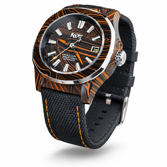 Dial Maker - DM05 Damascus Carbon Watch Orange /Black-Japan Made Movement NH35