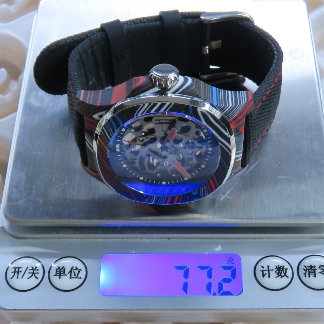 Dial Maker - DM05 Damascus Carbon Watch Rainbow colors -Skeleton movement