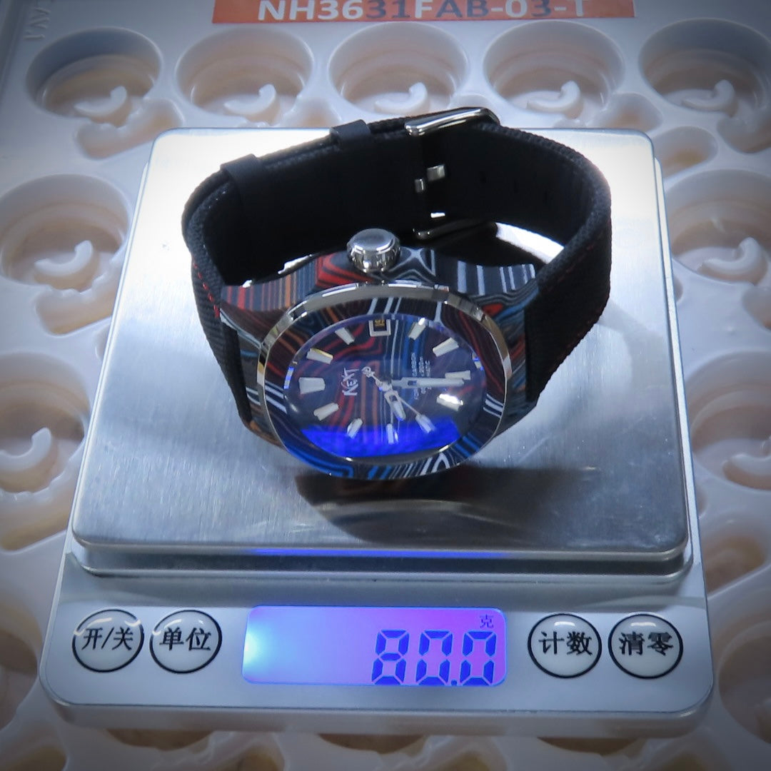 Dial Maker - DM05 Damascus Carbon Watch Rainbow colors-Japan Made Movement NH35