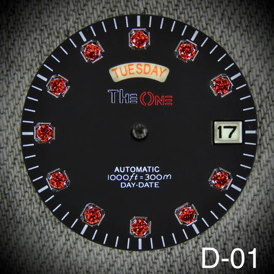 Dial maker - Matt Black dial with Red Gemstone Dial For Seiko NH36 Movement