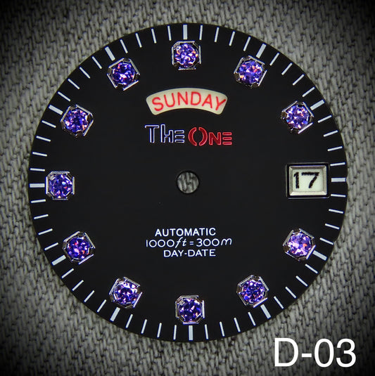 Dial maker -  Matte Black dial with Purple Gemstone Dial For Seiko NH36 Movement