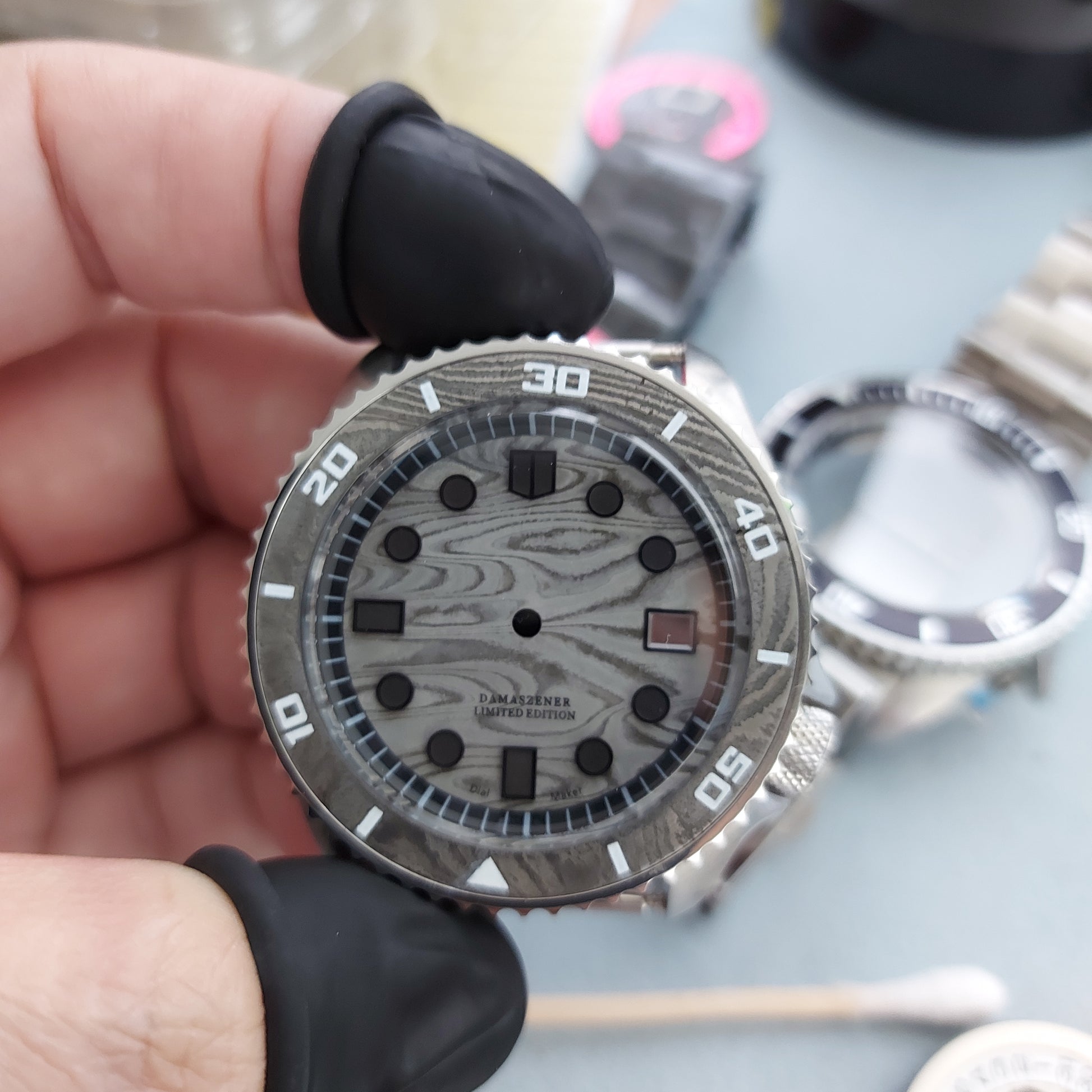 Dial Maker Flat Damascus Bezel Insert for Seiko SKX007/SRPD