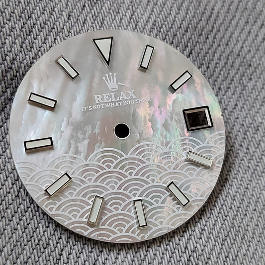 Dial maker - MOP (Mother of Pearl) with White Japanese Waves (Seigaiha) Relax Dial