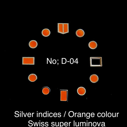 Dial maker - Silver Indices with orange Swiss super Luminova