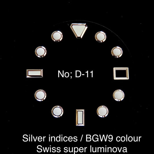 Dial maker - Silver Indices with BGW9 Swiss super Luminova