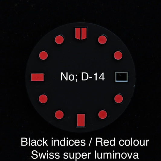 Dial maker - Black Indices with Red Swiss super Luminova