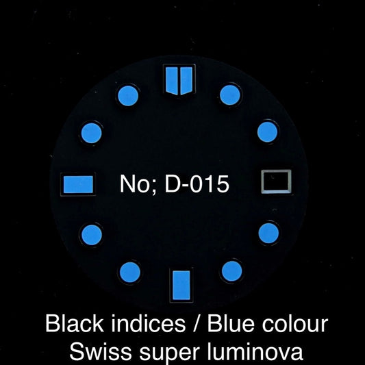 Dial maker - Black Indices with Blue Swiss super Luminova