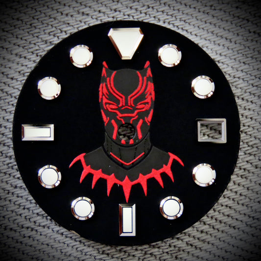 Dial maker - Matt black panther dial  Red Lume