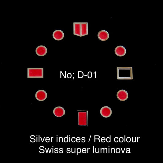 Dial maker - Silver Indices with Red Swiss super Luminova